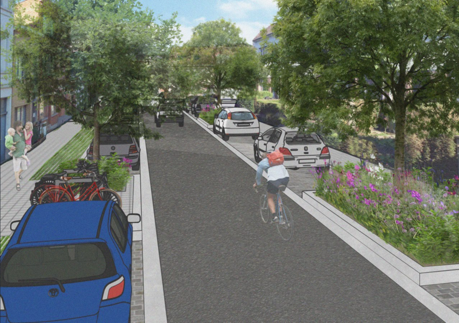 Sfeerbeeld van hoe de Klaproosstraat er kan uitzien - plan optie 2